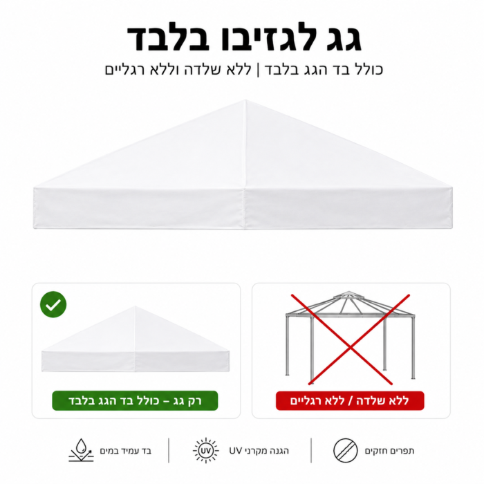 גג 3x3 מטר לגזיבו מקצועי - 600d